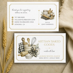 Tarjeta De Visita Utensilios de repostería rústicos Panadero artesan