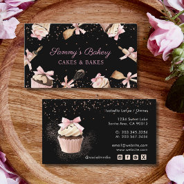 Tarjeta De Visita Utensilios Purpurinas rosados Cocina y pastelería