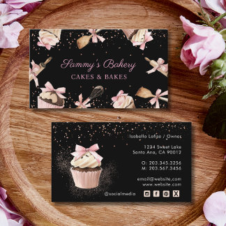 Tarjeta De Visita Utensilios Purpurinas rosados Cocina y pastelería