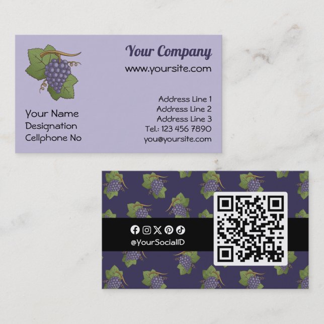 Tarjeta De Visita Uvas de Lilac (Anverso / Reverso)
