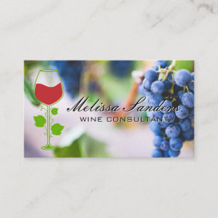 Tarjeta De Visita Uvas de vino   Vidrio y vino