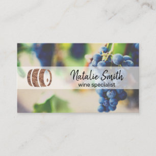 Tarjeta De Visita Uvas para Vino   Barril de Vino
