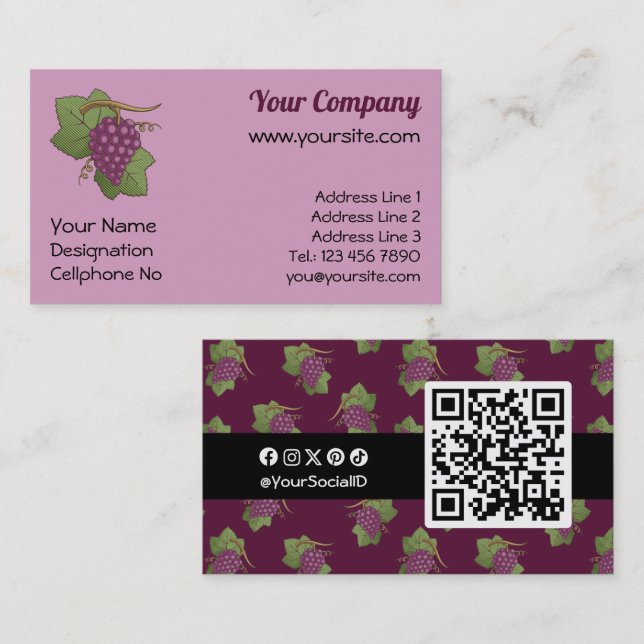 Tarjeta De Visita Uvas rojas (Anverso / Reverso)