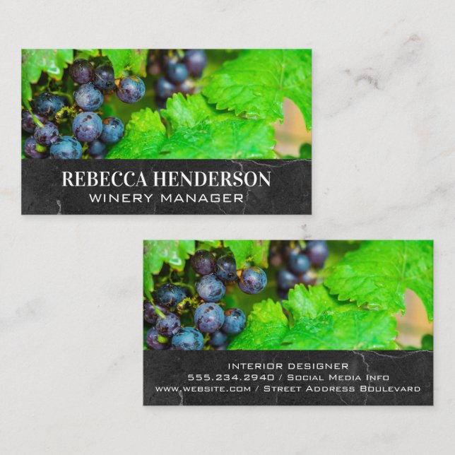 Tarjeta De Visita Uvas y hojas de vino (Anverso / Reverso)