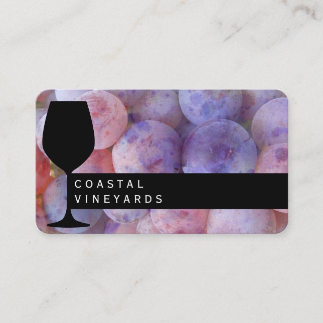 Tarjeta De Visita Uvas y sumiller de vidrio de vino (Anverso)