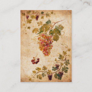 Tarjeta De Visita Uvas y Viñas Antiguas – Arte de Bodega Rústica