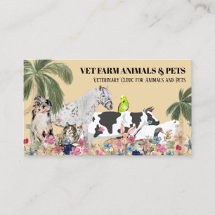Tarjeta De Visita Vaca beige oveja perro gato pájaro conejo pato pal
