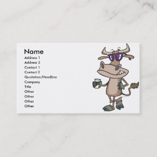Tarjeta De Visita vaca divertida y genial con gafas de sol personaje