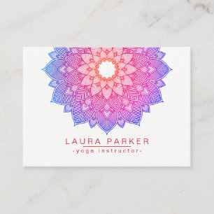 Tarjeta De Visita Vacacional rosa Mandala Lotus Flower Yoga