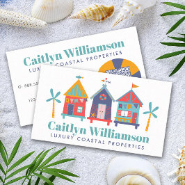 Tarjeta De Visita Vacaciones Agente Inmobiliario QR Código Fun Beach