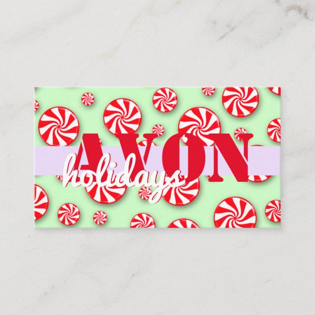 Tarjeta De Visita Vacaciones de Avon Peppermint Candy  (Anverso)