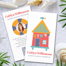 Tarjeta De Visita Vacaciones Inmobiliaria Foto QR Código Fun Beach H