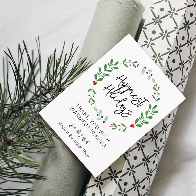 Tarjeta De Visita Vacaciones personalizadas para pequeñas empresas (Small Business Personalized Holiday Business Card)