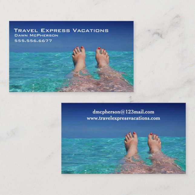 Tarjeta De Visita Vacaciones tropicales de agente de viajes (Anverso / Reverso)