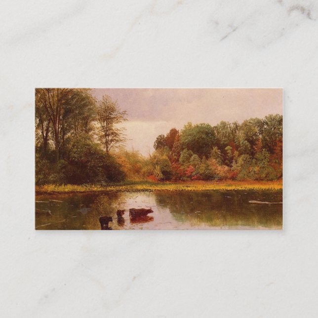 Tarjeta De Visita Vacas En Un Paisaje Agudo Albert Bierstadt (Anverso)