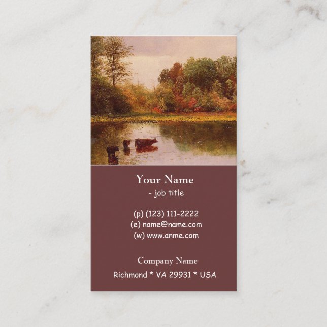 Tarjeta De Visita Vacas En Un Paisaje Agudo Albert Bierstadt (Anverso)