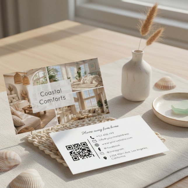 Tarjeta De Visita Vacation Rental Beach House QR Code Business Card (Subido por el creador)