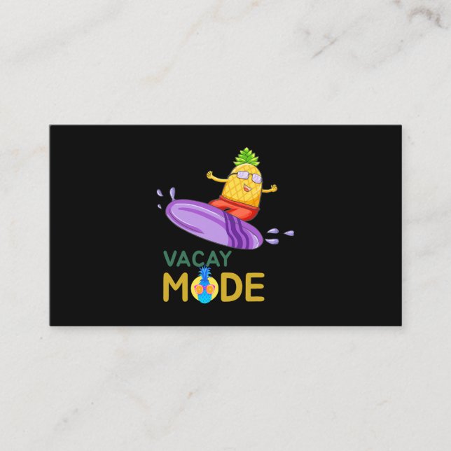 Tarjeta De Visita Vacay Mode Pineapple Surf Funny Family Vacation Be (Anverso)