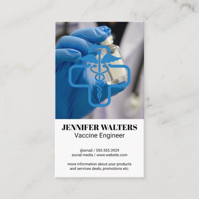 Tarjeta De Visita Vaccine | Medicine Health Care Logo (Anverso)