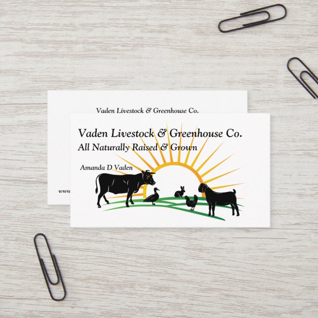 Tarjeta De Visita Vaden Livestock Business Card (Anverso/Reverso In Situ)