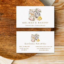 Tarjeta De Visita Vainilla Floral Panadería Mezcladora ingredientes 