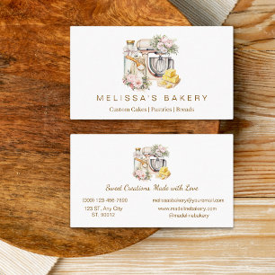 Tarjeta De Visita Vainilla Floral Panadería Mezcladora ingredientes 
