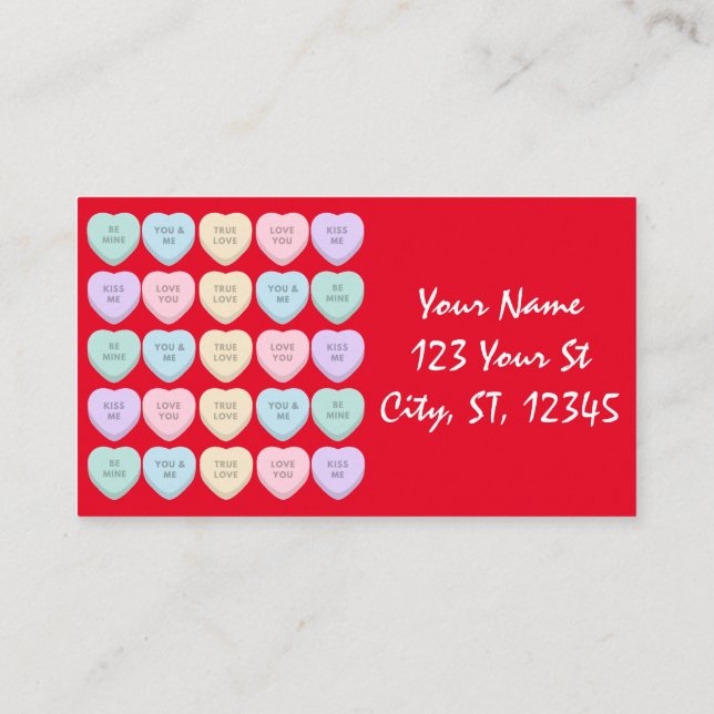 Tarjeta De Visita Valentine Candy Hearts Thunder_Cove (Reverso)
