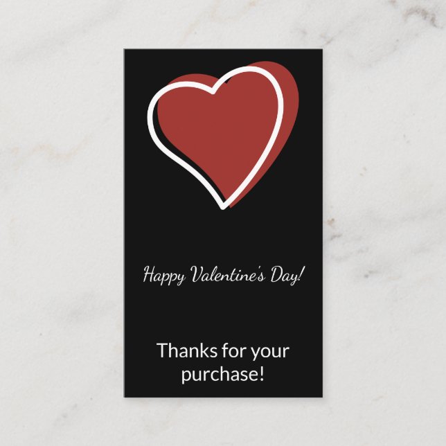 Tarjeta De Visita Valentine's Day Thanks for Your Purchase (Anverso)