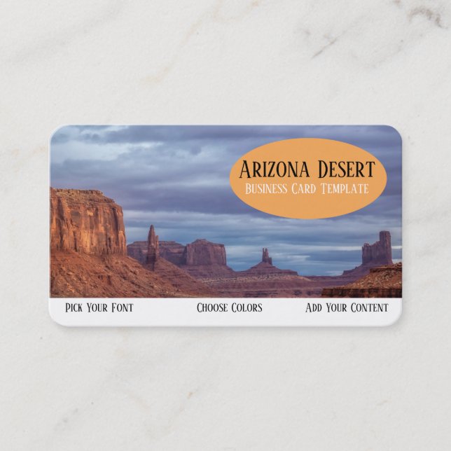 Tarjeta De Visita Valle de los Monumentos del Suroeste de Arizona (Anverso)