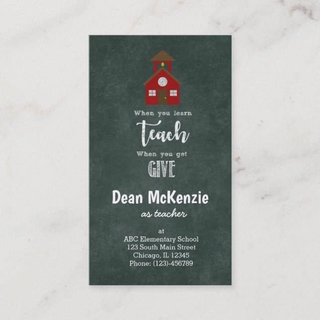 Tarjeta De Visita Valoración del mejor profesor (Anverso)