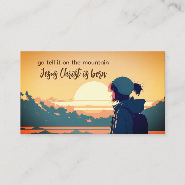Tarjeta De Visita Vamos Díganlo en la montaña que nació Jesucristo (Anverso)