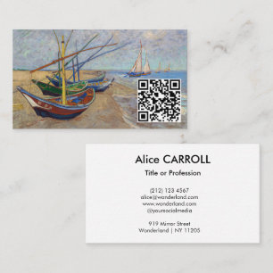 Tarjeta De Visita Van Gogh - Barcos de Pesca en la Playa - Código QR