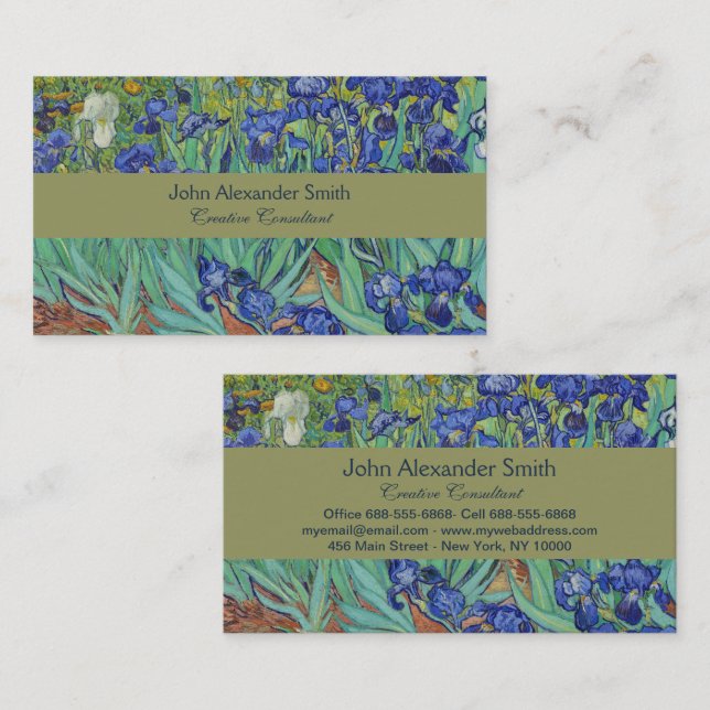 Tarjeta De Visita Van Gogh Classic Painting Irises Floral Botánico (Anverso / Reverso)