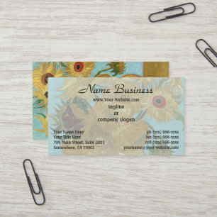Tarjeta De Visita Van Gogh Girasoles - Impresionismo Azul y Amarillo
