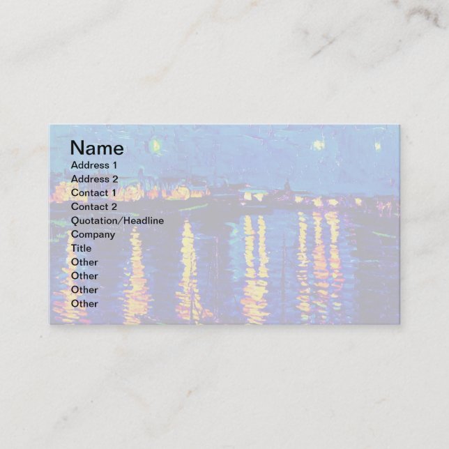 Tarjeta De Visita Van Gogh - Noche estrellada sobre el arte pop del  (Anverso)