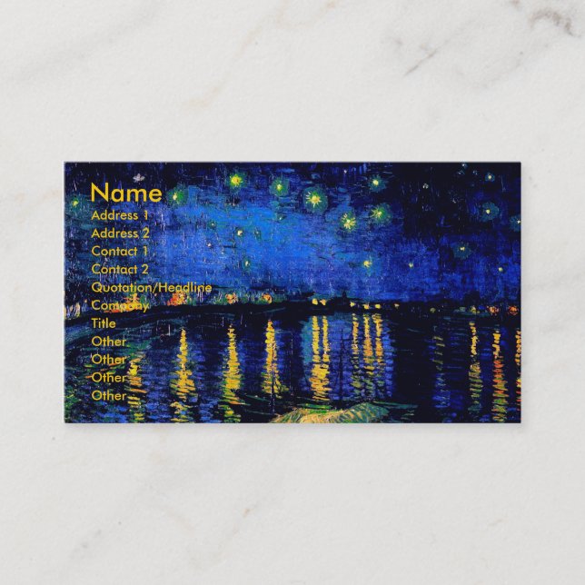 Tarjeta De Visita Van Gogh Starry Night Over Rhone (F474) Bella Arte (Anverso)