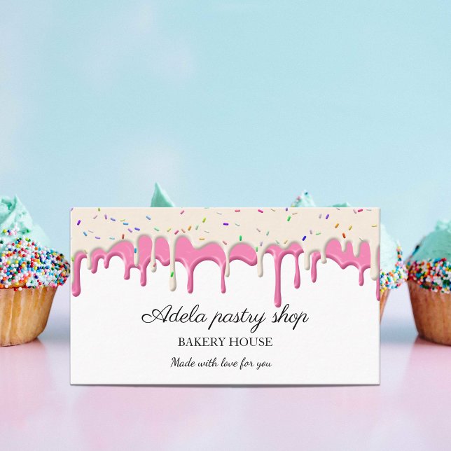 Tarjeta De Visita Vanilla strawberry Frosting Drip (Vanilla strawberry Frosting Drip Business Card)
