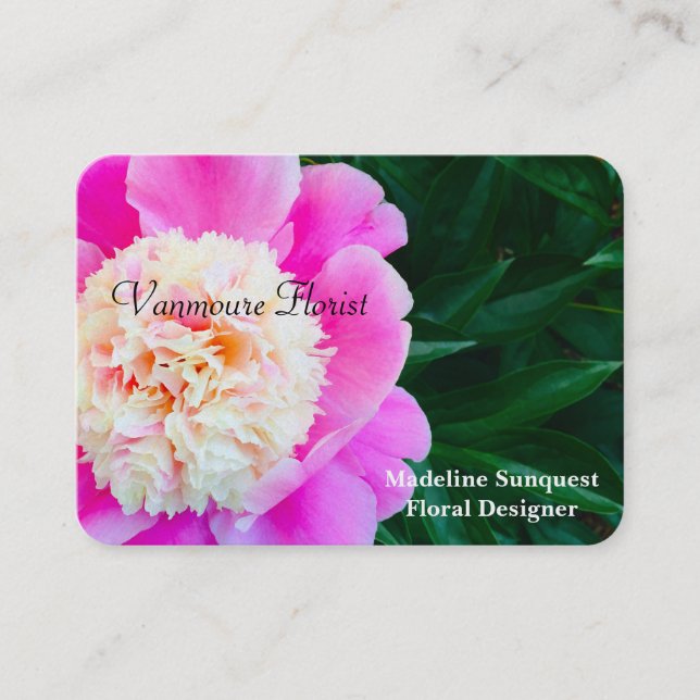 Tarjeta De Visita Vanmoure Bonito Peony Elegant Profesional (Anverso)