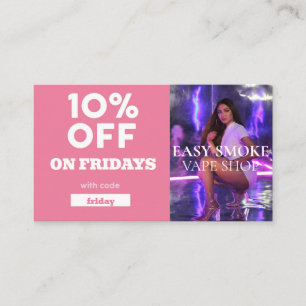 Tarjeta De Visita Vape Especial de código de descuento de viernes