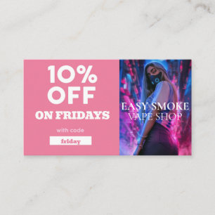 Tarjeta De Visita Vape Especial de código de descuento de viernes