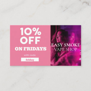 Tarjeta De Visita Vape Especial de código de descuento de viernes