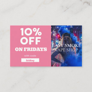 Tarjeta De Visita Vape Especial de código de descuento de viernes