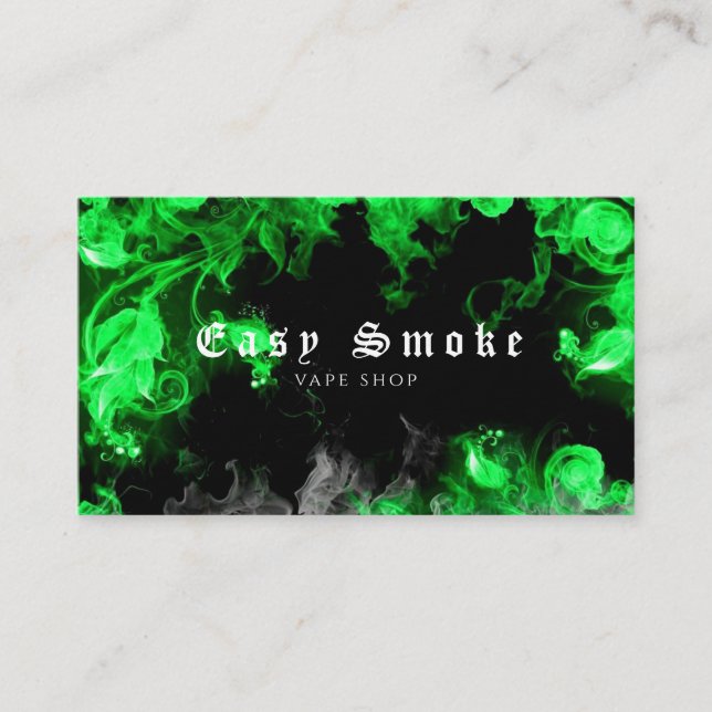 Tarjeta De Visita Vape Shop Black Green Business Card (Anverso)