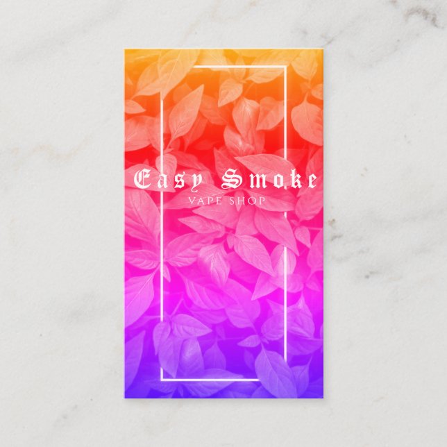 Tarjeta De Visita Vape Shop Green Rainbow Leafs Smoke Business Card (Anverso)