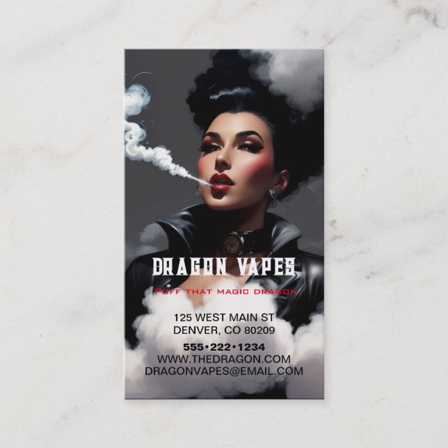 Tarjeta De Visita Vapor Vape Plume de humo negro y blanco (Anverso)