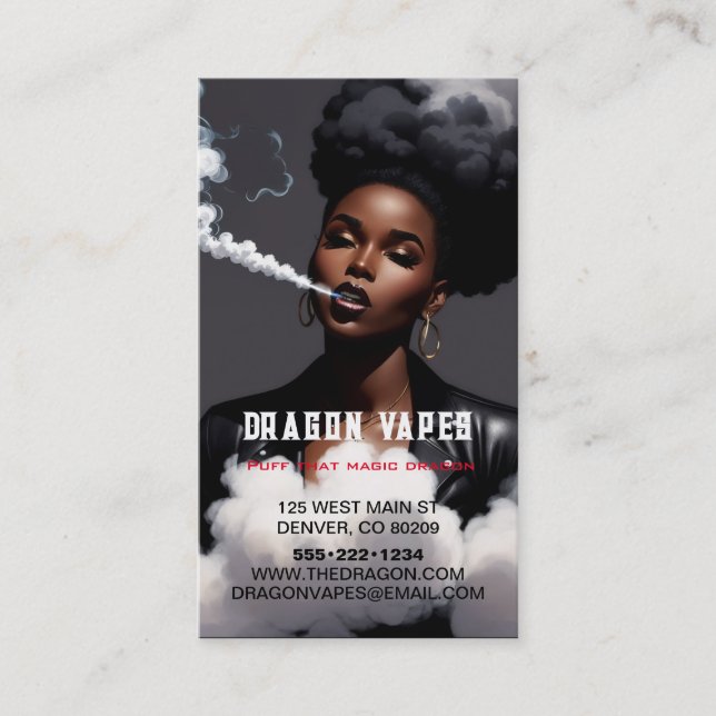 Tarjeta De Visita Vapor Vape Plume de Humo Negros y Blancos (Anverso)