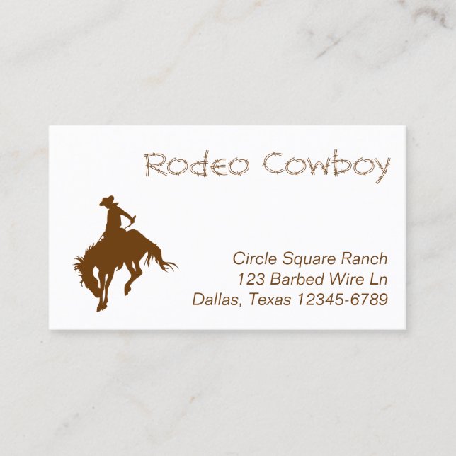 Tarjeta De Visita Vaquero de Rodeo Marrón (Anverso)