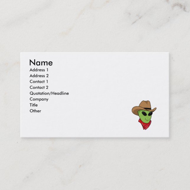 Tarjeta De Visita Vaquero extranjero (Anverso)