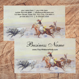 Tarjeta De Visita Vaqueros del Triángulo del Bar por CM Russell
