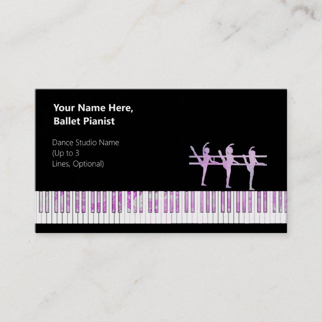 Tarjeta De Visita Var Púrpura Irlandés del Pianista del Ballet. Purp (Anverso)